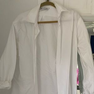 Zara oversized white cotton button down